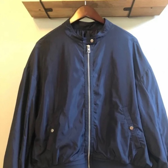 Zara Basic Windbreaker Blue Rain Jacket Size XL - Picture 4 of 10